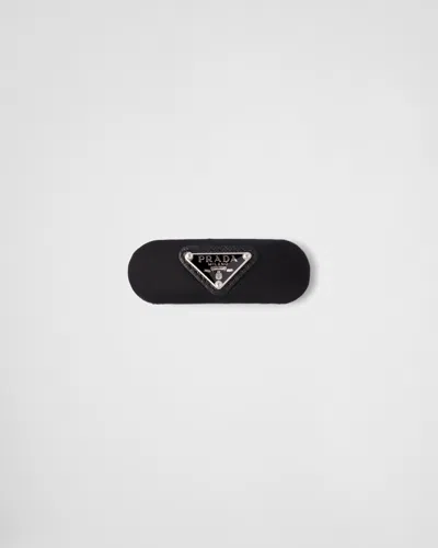Prada Logo-plaque Hair Clip In Black