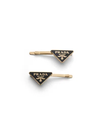 Prada Haarspangen Aus Metall In Black