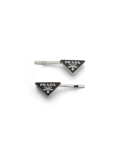 Prada Haarspangen Aus Metall In Black
