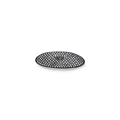Prada Oval Rhinestone Hair Accessory Piece In Black