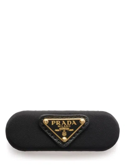 Prada Logo-plaque Hair Clip In Black