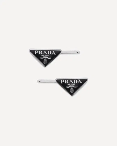 Prada Hair Clip In Silver