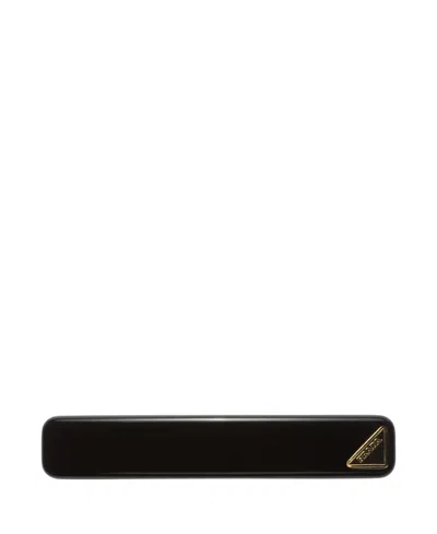 Prada Hair Clip With Triangle Logo In Black
