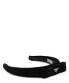 Prada Triangle Logo Velvet Headband In Black
