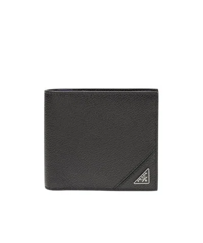 Prada Half-fold Logo Wallet In Black
