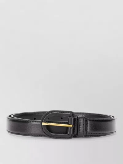 Prada Half Loop Belt Adjustable Gold Hardware In Black