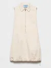 Prada Sleeveless Chino Drawstring Mini Dress In Neutral