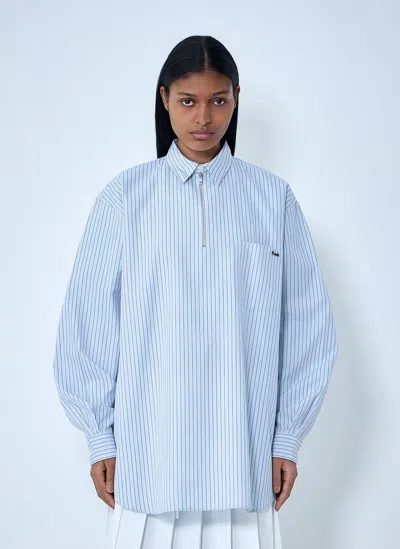 Prada Half-zip Pinstripe Shirt In Blue