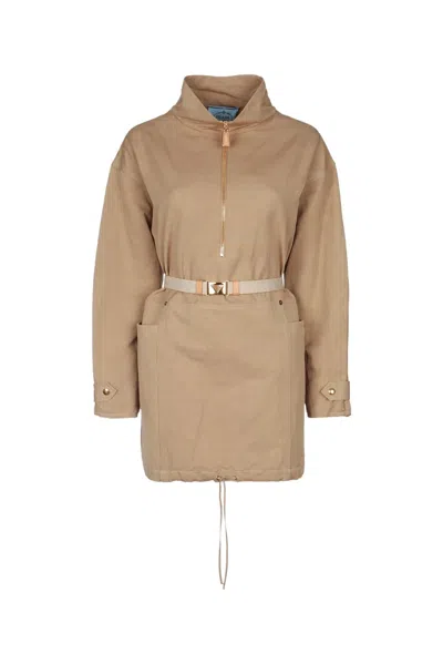 Prada Half Zipped Drawstring Jacket In Multi