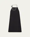 Prada Halter-chain Cady Mini Dress In Nero