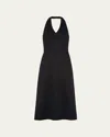 Prada Hanging Neck Sleeveless Cashmere Dress In Nero