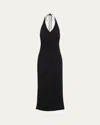 Prada Halter Sable Midi Dress In Nero