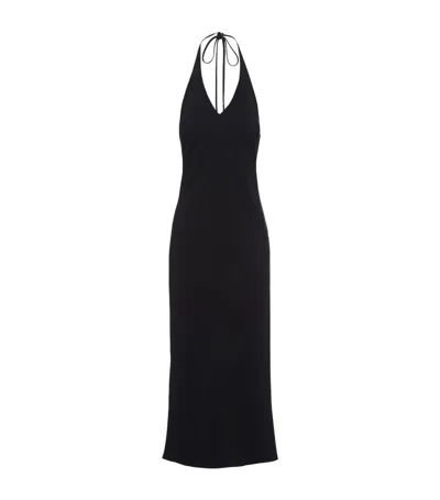 Prada Halter Sable Midi Dress In Black