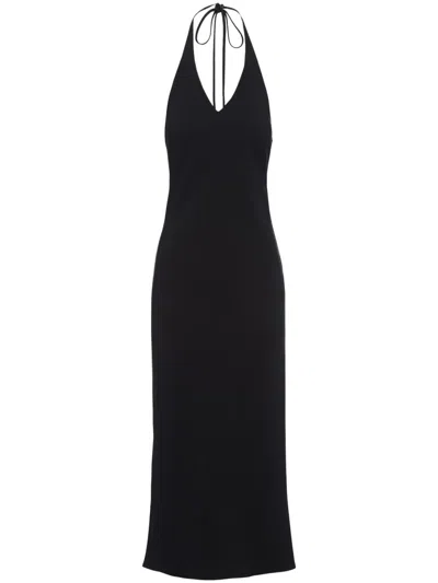 Prada Halter Sable Midi Dress In Black