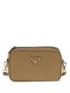 Prada Hammered Leather Crossbody Bag In Brown