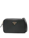 Prada Hammered Leather Crossbody Bags In Black
