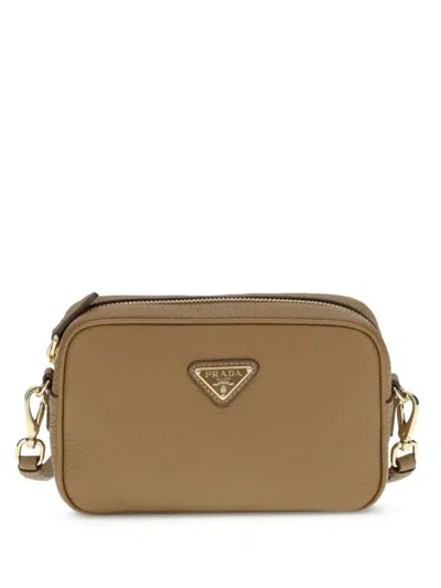 Prada Hammered Leather Crossbody Bags In Sand