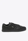 Prada Hammered Leather Low-top Sneakers In Black