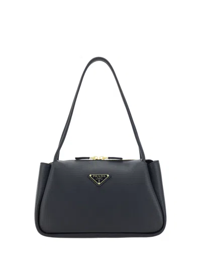 Prada Leather Medium Handbag In Black