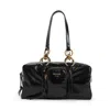 Prada Leather Handbag With Double Handles And Front Pocket In Black