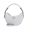 Prada Light Grey Leather  Arque Bag Women In Grey