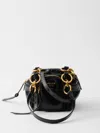 Prada Dangle Leather Top-handle Mini-bag In Black