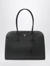 Prada Large Shopping Bag In Black Leather In Black