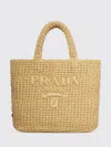 Prada Raffia Shoulder Bag Featuring Woven Texture In Brown