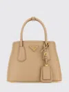 Prada Structured Leather Top Handle Shoulder Bag In Brown