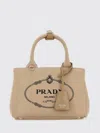 Prada Small Canvas Handbag With Silver-tone Hardware In Brown