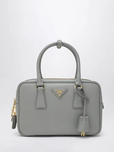 Prada Triangle Logo Saffiano Leather Top Handle Bag In Gray