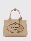 Prada Small Canvas Handbag With Silver-tone Hardware In Brown