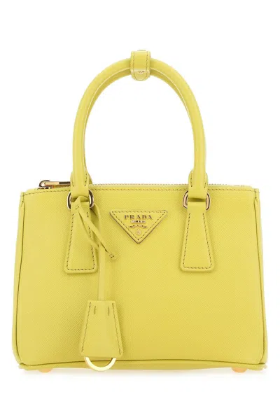 Prada Mini Galleria Saffiano Leather Bag In Gelb