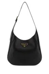 Prada Leather Shoulder Bag With Triangle Logo