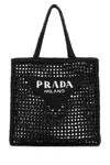 Prada Womens Black Logo-embellished Crochet Viscose Tote Bag In Black