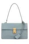 Prada Leather Structured Handbag Gold-tone Hardware In Silver