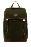 Prada Nylon Backpack With Adjustable Shoulder Straps In Green