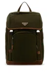 Prada Nylon Backpack With Adjustable Shoulder Straps In Green