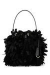 Prada Embellished Satin Mini Bucket Bag In Black