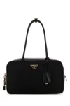 Prada Re-nylon And Leather Medium Top-handle Bag With Padlock In Black