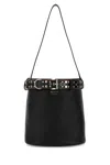 Prada Studded Belt Leather Bucket Bag In Black