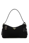 Prada Women's Aimã©e Large Re-nylon And Leather Shoulder Bag In Black