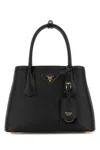 Prada Small Leather Double Handbag In Black
