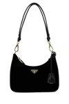 Prada Re-edition Velvet Mini-bag In Black