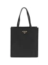 Prada Re-nylon Triangle-logo Tote Bag In Black