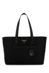 Prada Large Re-edition 1978 Shopping Bag With Front Pocket In Black