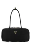 Prada Re-nylon And Leather Medium Top-handle With Padlock Bags In Black