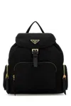 Prada Black Leather Backpack In Black