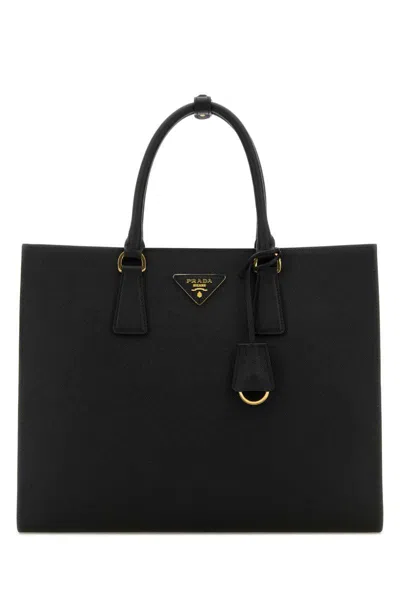 Prada Large Saffiano Leather Handbag In Black