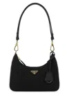 Prada Nylon Quilted Shoulder Bag With Chain Detail In Black
